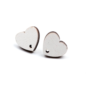16x14.5mm Colorful Heart Earring Stud,Wood Earring Post to make Earrings,316 Surgical Stainless Steel,Jewelry Craft Supplies,EAR-330