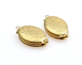 10 pcs Raw Brass Bird Vintage Folding Locket Pendant  Charms/Pendants- 35X20mm (LOCK-1)