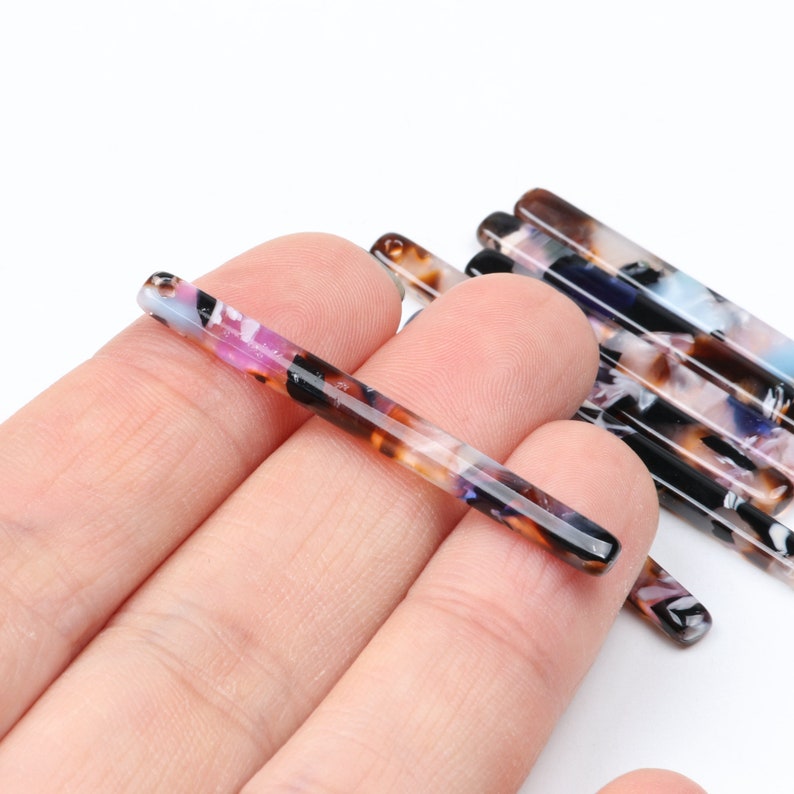Tortoise Shell Beads,Acetate Acrylic Earrings Charms,Thin Bar Sticks pendant,Long Strip Earrings Part,Earring blanks,45mm x 4mm,A185-ACE270H