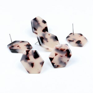 Tortoise Shell Stud Earrings,Acetate Acrylic  Earring Stud,Hexagon Shaped Earrings,Post Charms,Earring Connector,16x22.5mm A08-ACE5165EA