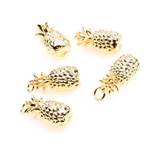 Gold Pineapple Fruit Charms,Pineapple Pendant,18K Gold Filled Fruit Necklace Pendants,Earring Design,Diy Charm,Jewelry Suppies (EC-2)