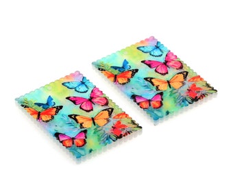 Butterflys Acrylic Beads,Acrylic Earring Charms,Rectangle Shaped Pendant,Acrylic Earring Parts,Earrings Blanks ,36mmx24.5mm,ACL-351