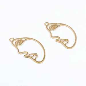 Messingscheibe Charms,Ohrring Zubehör,Gesicht Form Anhänger,Rohlinge mit 1 Loch Ohrringe,Sitz für DIY Halskette,Anhänger,Schmuckzubehör-RB1105