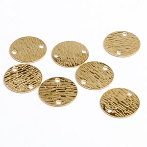 Breloques texturées en laiton, Conclusion de boucles d'oreilles en laiton brut, Supports avec 2 trous, Breloque en laiton de boucles d'oreilles de forme ronde, Fournitures pour bijoux, 16 mm-RB1174