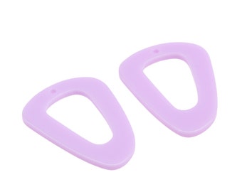 May include: Two lavender-colored acrylic triangle-shaped earrings with a hole at the top for hanging.