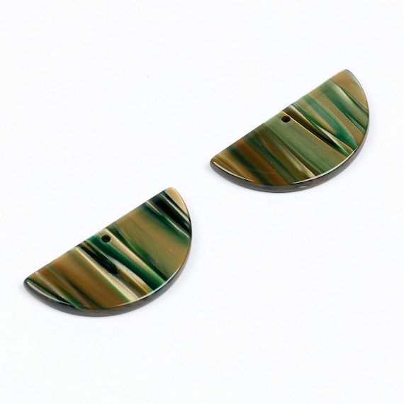 Tortoise Shell Earring Charms,Acetate Acrylic Bead,Half Round Shaped Pendant,Semicircle Connectors 1Hole,Earring Part,17x34.5mm,A203-ACE224A