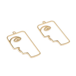 Messing Geometrische Charms,Ohrring Zubehör,Gesicht Form Anhänger,Rohlinge mit 1 Loch Ohrringe,Sitz für DIY Halskette,Anhänger,Schmuckzubehör-RB1104