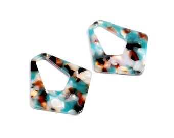 Tortoise Shell Beads,Acetate Acrylic Earring Charms,Teardrop Shaped Pendant,Big Diamond Earring Parts,Earrings Blanks 50mmx45mm A232-ACE173T