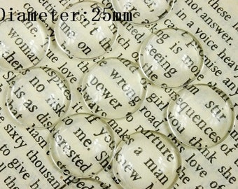 10Pcs( 25mm Diameter) -SALE-Round Clear Glass Cabochon- thick dome top gems for pendants - photo charms