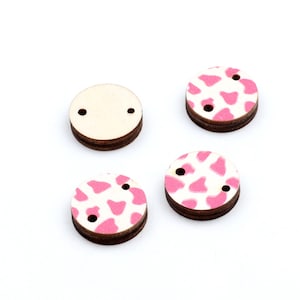 16mm Round Handmade 2 Hole Wood Cut Cabochon,WO-G-4