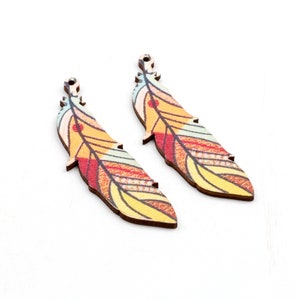62mmx18.5mm Leaf Handmade 1 Hole Wood Cut Cabochon,WO-G-7
