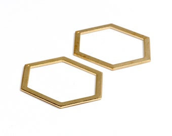 Brass Geometric Charms,  Raw Brass Earrings Findings,Raw Brass  Pendant,Hexagon Shaped Earrings Brass Charm,Jewelry Supplies,39x30mm-RB1348