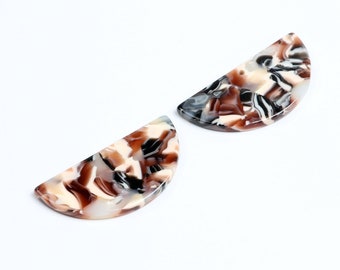 Tortoise Shell Earring Charms,Acetate Acrylic Semicircle Connectors,Half Circle Discs,1 Hole,Semi-Circle Earring Parts,18x37mm,A179-ACE238R