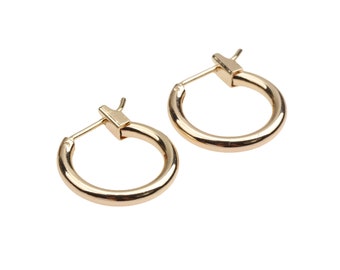 10pcs Round 18k Real Gold Hoop Earrings 15mm 20mm 25mm 30mm 35mm,2mm Thick,Minimalist Lever  Hoop Simple Gold Hoops Earring Findings (GBF-4)