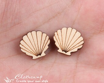 50% SALE DIY Laser Cut Wood Cute Shell  Charms / Pendants  (WP-C-24)