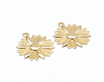 Brass Circle Charms, Raw Brass Earrings Finding,Raw Brass  Pendant,Flower Shaped Earrings Brass Charm,Jewelry Supplies,22.5X25.5mm-RB1483