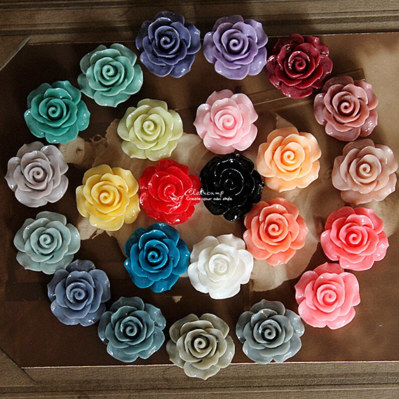 Wholesale Beautiful Colorful Rose Flower Resin Cabochon 20mmCAB-BS-47 image 2