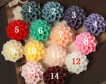 8 magnifiques cabochons colorés en résine de fleurs de chrysanthème -15 mm-CAB-EA