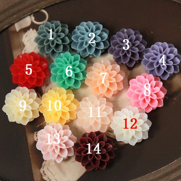 8pcs Beautiful Colorful  Chrysanthemum Flower Resin Cabochon   -15mm-CAB-EA