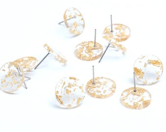 Acrylic Stud Earrings,Acrylic Resin Earring Stud,Coin Shaped Connector Earring,Round Circle Studs,Post Earrings Supplies,15MM,A215-ACE5179EA