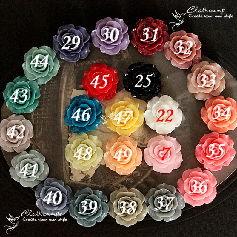 Wholesale Beautiful Colorful Rose Flower Resin Cabochon 20mmCAB-BS-47 image 4