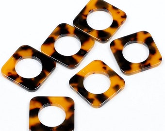 Acetate Acrylic Earring Charms,Tortoise Shell Earrings,Square Shaped Pendant,Earring Findings,Necklace Supplies,Jewelry Making A06-ACE104C