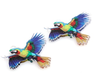 Parrot Acrylic Beads,Acrylic Earring Charms,Rectangle Shaped Pendant,Bird Acrylic Earring Parts,Earrings Blanks ,44mmx36mm,ACL-365