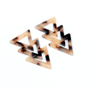 Acetate Acrylic Geometric Earring Charms,Tortoise Shell Beads,Triple Triangle Shaped Pendants,Earrings Parts,1 Hole 39x20.5mm A11-ACE245F