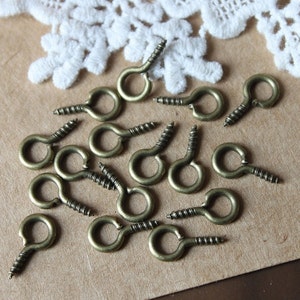 100pcs 7x13mm Nickel Free Antique Bronze Eyehook Screw Eyepin Eye Pins with 7mm Loop JUR-124 image 2