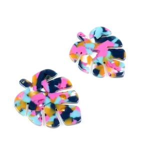 Tortoise Shell Acetate Acrylic Earring Charms,BIG Monstera Leaf Shaped Pendant,Earring Parts,50x40mm,45x35mm,Earrings findings ,A132-ACE216L