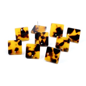 Acetate Tortoise Shell Stud Earrings,Abstract Charm Square Earring Stud,Square Shaped Earrings,Post Charms,Earring Connector,A06-ACE5149EA