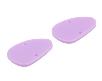 May include: Two light purple, oval-shaped, silicone earplugs with two small holes in each.
