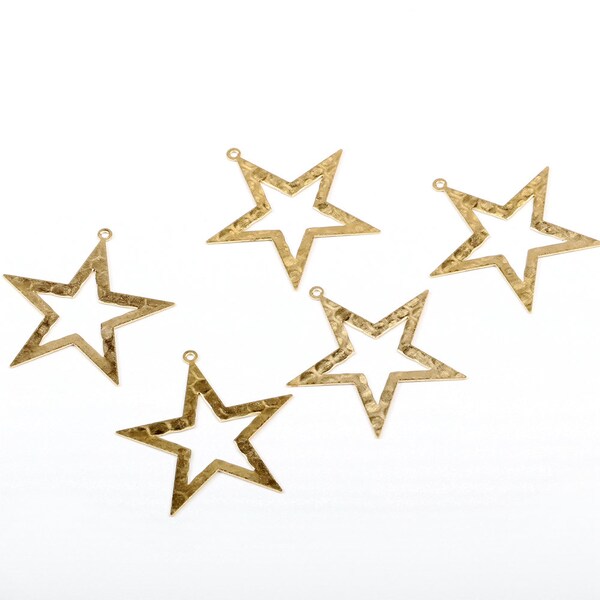 Brass Textured Stars Charms, Raw Brass Earrings Finding,Raw Brass Pendant,Star shaped Earrings Brass Charm,Jewelry Supplies,33.5X33mm-RB1031