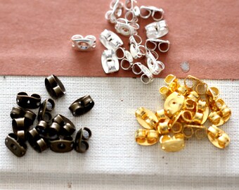 Antique Bronze/ Silver /Gold  Plated Brass Earring Studs Back Stoppers  Nickel Free (EAR-89)