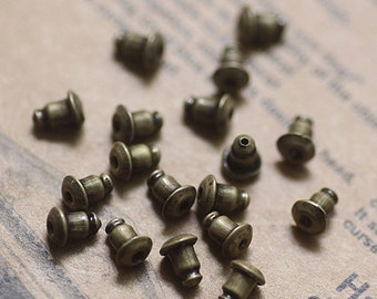 Sale-200pcs Antique Bronze  Plated Earring Studs Back Stoppers   6x5mm Nickel Free  (EAR-11B)