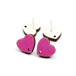 16x14.5mm Colorful Heart Earring Stud,Wood Earring Post to make Earrings,316 Surgical Stainless Steel,Jewelry Craft Supplies,EAR-325