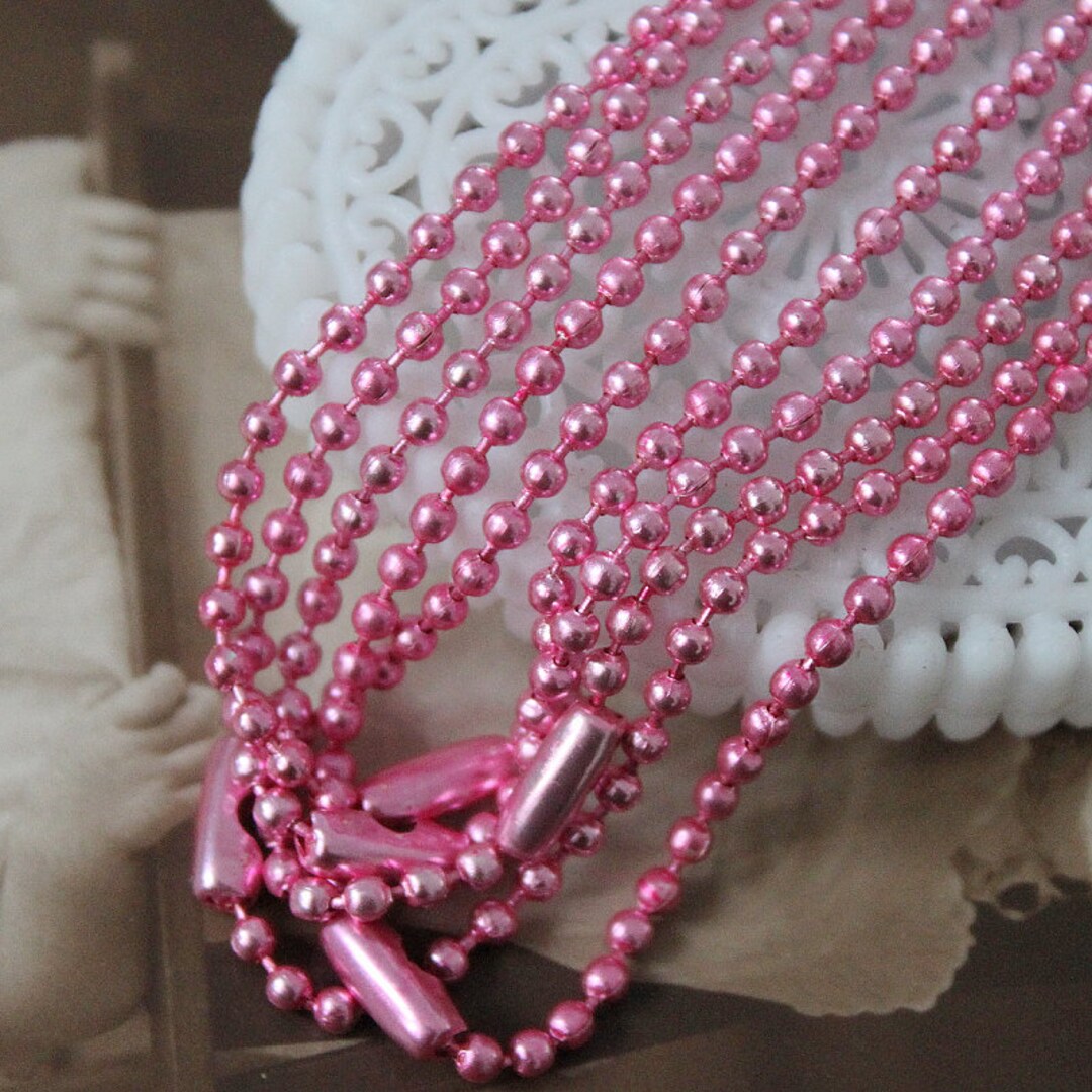 5PCS 2.4mm Bead Colored Ball Chain Necklaces With Clasps Blank Etsy