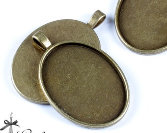 5Pcs 30X40mm Antique Bronze Plated Cabochon Base frame Base necklaces and pendants (SETHY-254)