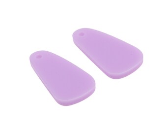 May include: Two lavender-colored plastic teardrop-shaped charms with a hole at the top for stringing.