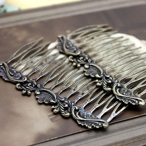 2Pcs Wholesale Antique Brass Filigree hair comb Setting NICKEL FREE(COMBSS -3)