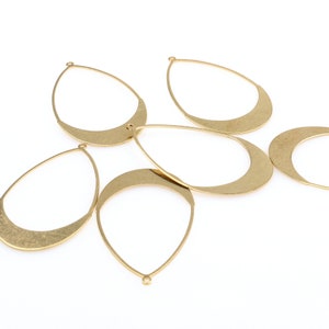 Brass Charms, Raw Brass Earrings Findings,Raw Brass Pendant,Drop Shaped Earrings, Brass Charm,Jewelry Supplies,53x30.5mm-RB1615