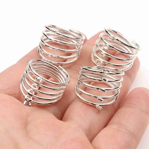 10PCS 18x25mm Wholesale Silver Rings jewelry ring blank setting With 5 loop (Nickel Free)-(RINGSS-42)