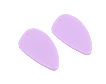 May include: Two light purple, teardrop-shaped acrylic charms with a hole at the top.