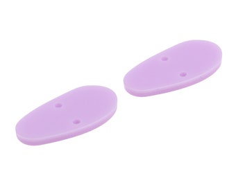 May include: Two light purple silicone earplugs with two small holes in each earplug.