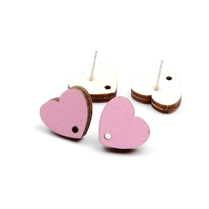 16x14.5mm Colorful Heart Earring Stud,Wood Earring Post to make Earrings,316 Surgical Stainless Steel,Jewelry Craft Supplies,EAR-322