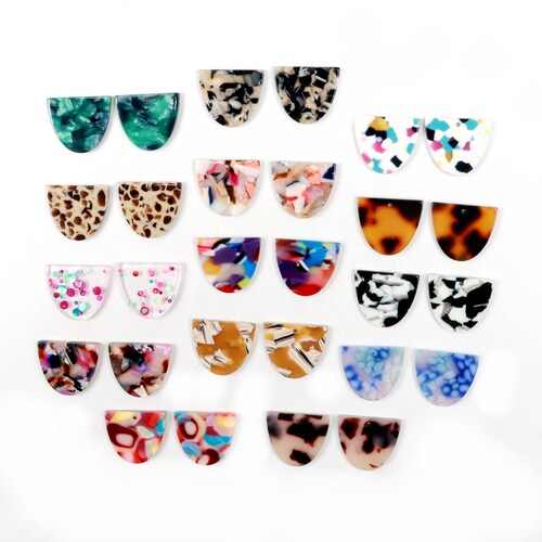 Acetate Acrylic Diy Earring Charms Semicircle and D Shaped Etsy