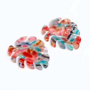 Tortoise Shell Acetate Acrylic Earring Charms,Monstera Leaf Shaped Pendant,Earring Parts,46x38mm,Earring findings,Earring Blank A254-ACE251D