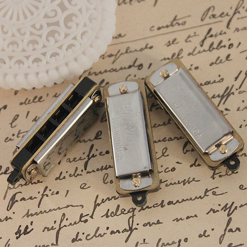 2PCS Silver Mini Vintage Style Harmonica Etsy