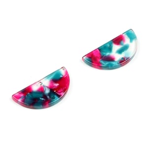Tortoise Shell Earring Charms,Acetate Acrylic Beads,Half Round Shaped Pendant,Semicircle Connectors 2Hole,Earring Parts,15x30mm,A191-ACE219I