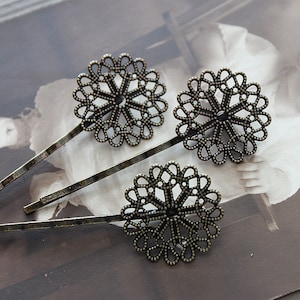 10PCS Wholesale Antique Brass Filigree Feather  Hair  pins Clip Setting- high quality-buy 8 pcs get 2pcs free( PINSS-18)